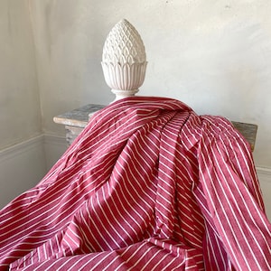 Upholstery fabric GORGEOUS Antique French Ticking by the yard Striped Material salmon dusty pink 1900 linen and cotton Textile Trunk