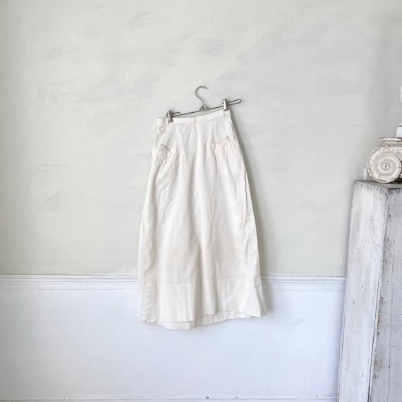 Vintage French Skirt Cream Beige Cotton Rayon 193… - image 1