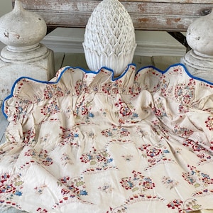 41x15 French Faded floral with ruggle 1910&#39;s fabric materialUnique window treatment eco-friendly