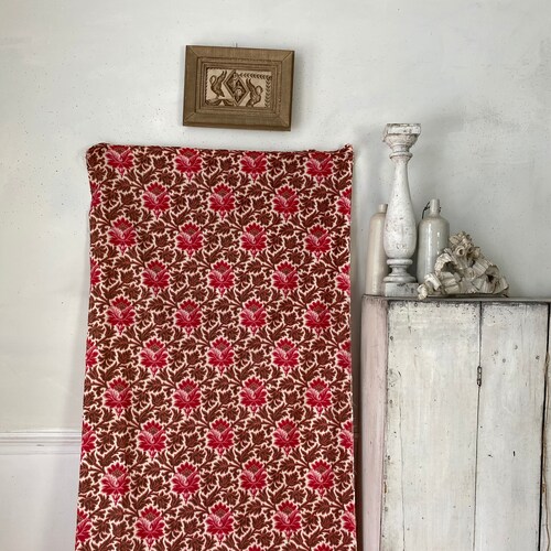 Simulated shops warp fabric antique French material pink + browns