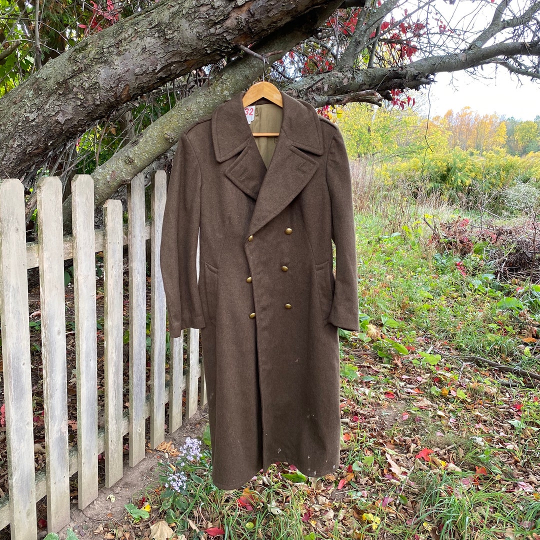 Work Wear French WW11 STUNNING Wool Long Trench Coat Jacket Chore