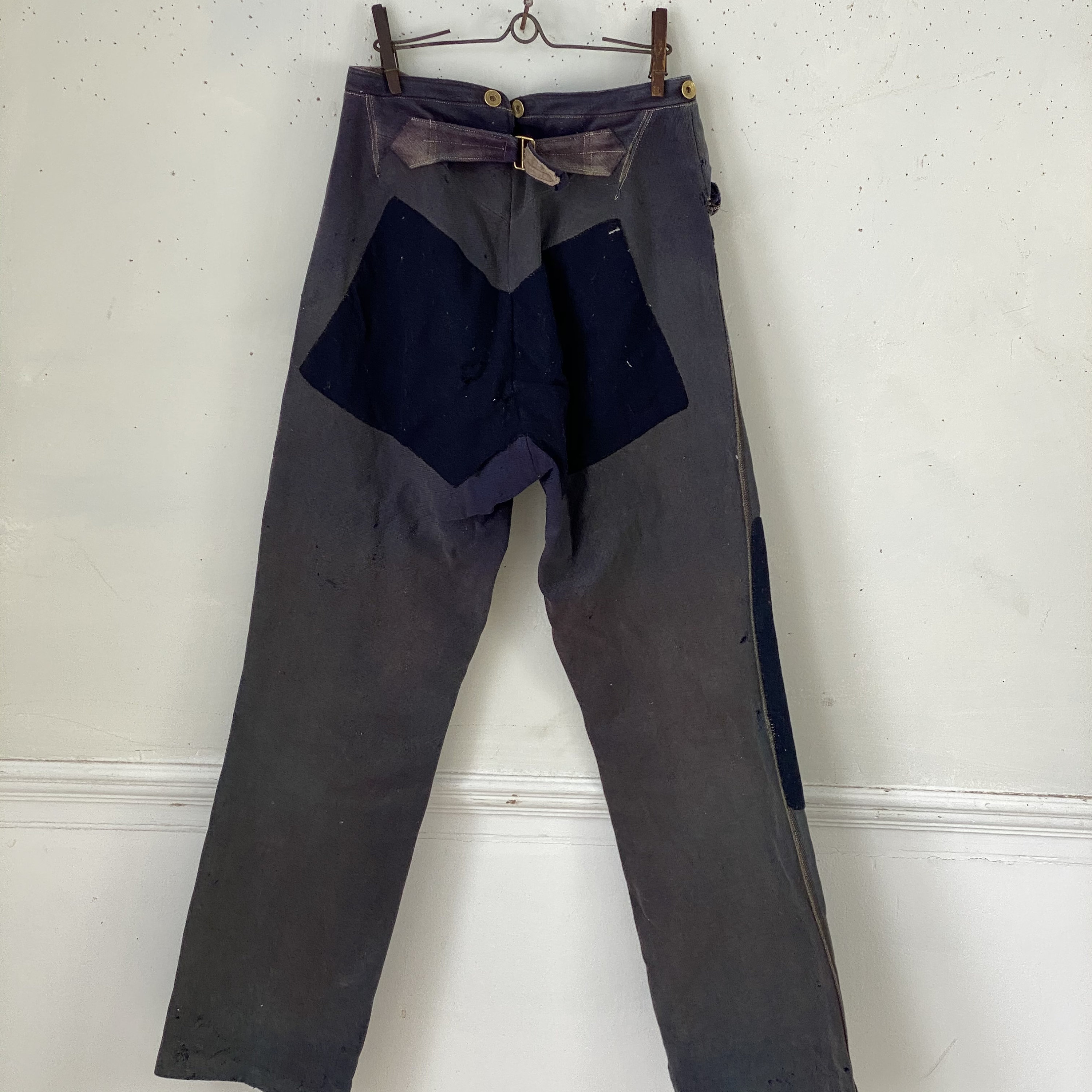 M*様 【1900s】vintage French fireman pants 30's] French Vintage Indigo Linen Fireman Pants