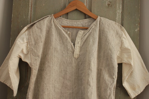 French linen and white cotton hemp night shirt ch… - image 2