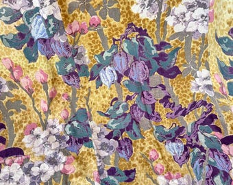 100x90 20's French curtain drape colorful fabric material organic natural upcycled painterly leopard pattern eclectic cottage home boho old