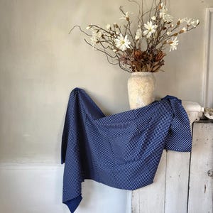Tela francesa de los años 30, de pequeña escala, de algodón, estilo provenzal, azul provenzal, estilo rústico, estilo rústico, estilo costero, decoración del hogar, 2,44 yardas