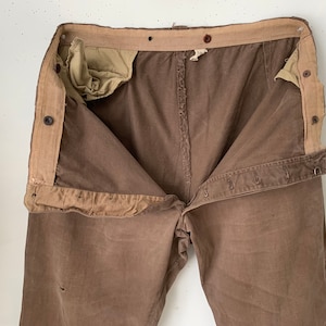 Vintage French Workwear Pants Brown Cotton Trousers 1950s 43 inch waist Boho steampunk eco-friendly