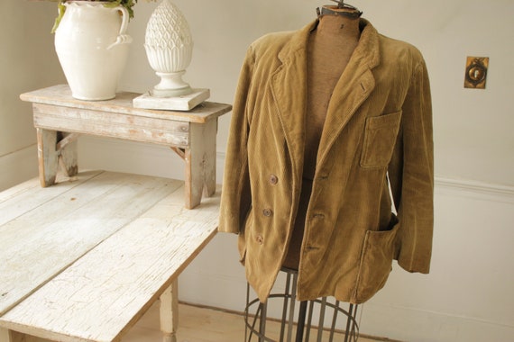 Vintage Corduroy Jacket French Hunting Workwear Kh