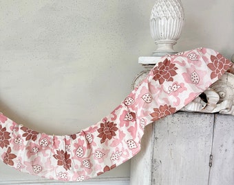 Cortina de estilo vintage francés para café, 66x9 cm, tela de baquelita rosa, diseño floral único, respetuosa con el medio ambiente.