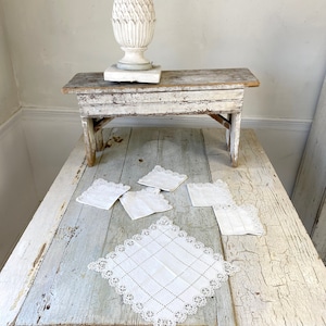 1 Single Antique French Lace Napkin 1800s handmade white lace vintage cottage farmhouse table linens Textile Trunk eco-friendly