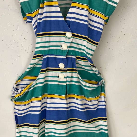 1960's striped dress housedress French vintage cl… - image 4