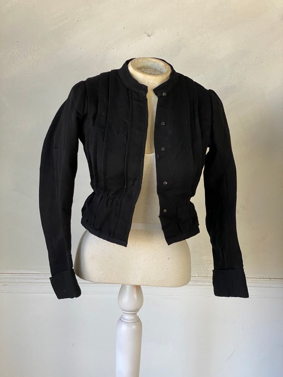 Black Cotton Bodice Early 1900s Snap Up Blouse Bl… - image 1