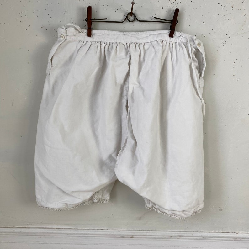 Antique French Bloomers late 1800s White Bloomers White textile Underpants Bloomers Vintage image 2