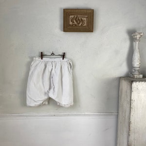 Antique French Bloomers late 1800s White Bloomers White textile Underpants Bloomers Vintage image 5