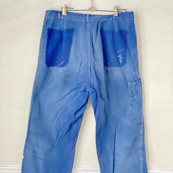 1940's 34 inch waist Blue denim jeans faded purpl… - image 10