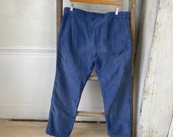40's] French Vintage Blue Moleskin Work Pants 