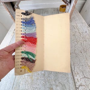1915 Antique yarn wool knitting French sample book historical booklet swatches threads vintage collection lot eco-friendly
