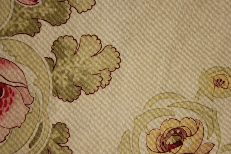 French Floral fabric Art Nouveau circa 1900 flowers printed cotton fragment