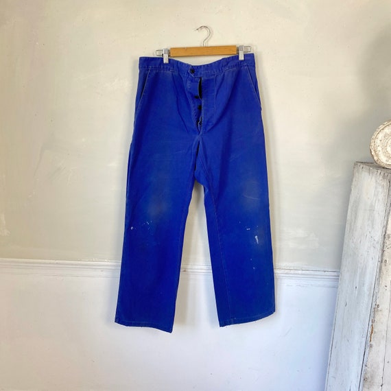 Vintage Faded Blue denim pants work wear 1950s wo… - image 1