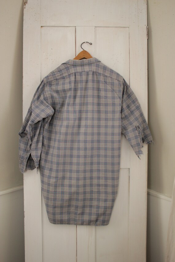 Blue Plaid Shirt or Tunic circa 1920 mens cotton … - image 7