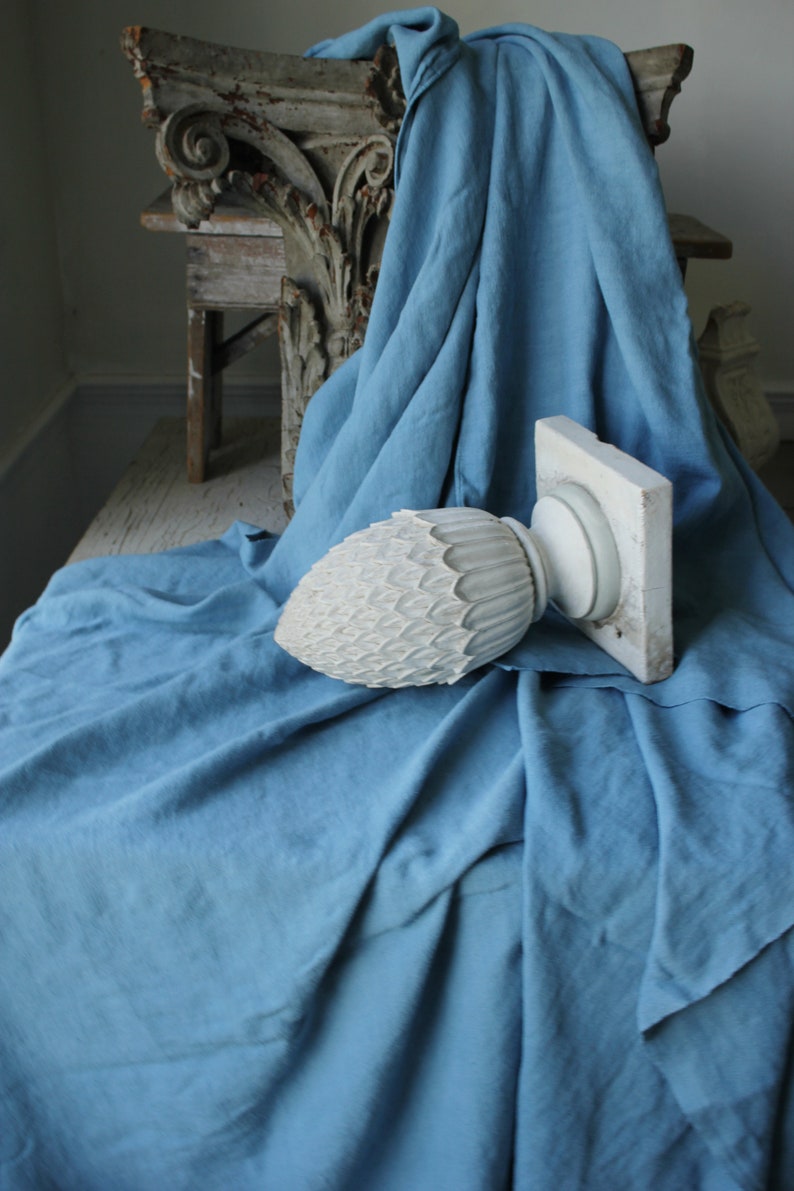 Dyed antique linen sheet blue fabric upholstery pillows c 1700/'s nubby linen