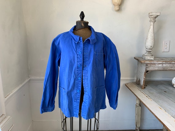 Vintage French Prussian Blue Jacket Farmer's Work… - image 1