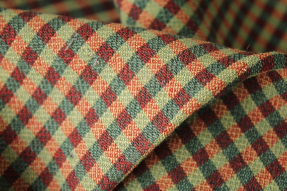 Plaid Skirt Vintage Clothing French Cotton & Wool