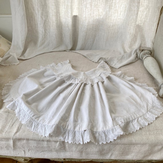 White antique French cape broderie Anglaise lace c