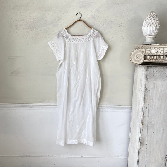 Edwardian white cotton LIGHT nightgown pajamas 191