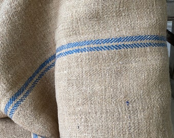Wunderschöne schweres Bettlaken aus Hanf Flachs antikes handgewebtes warme Ton handgenäht Vintage 1800s Vintage Leinen Bettlaken Stoff organisches Material Textilstamm