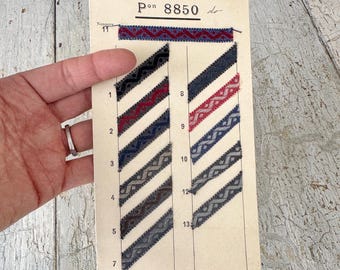 アンティークリボン、フランスのサンプル見本カード、パスマントリー