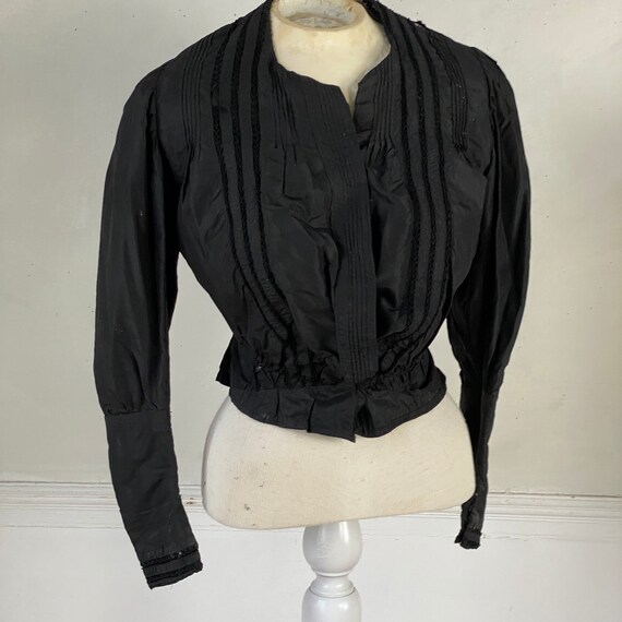 Black Silk Bodice Button Up Blouse Silk Bodice Vi… - image 2