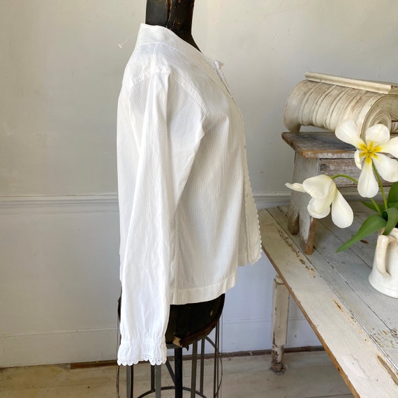 Vintage White Blouse French Cotton  crisp with la… - image 8