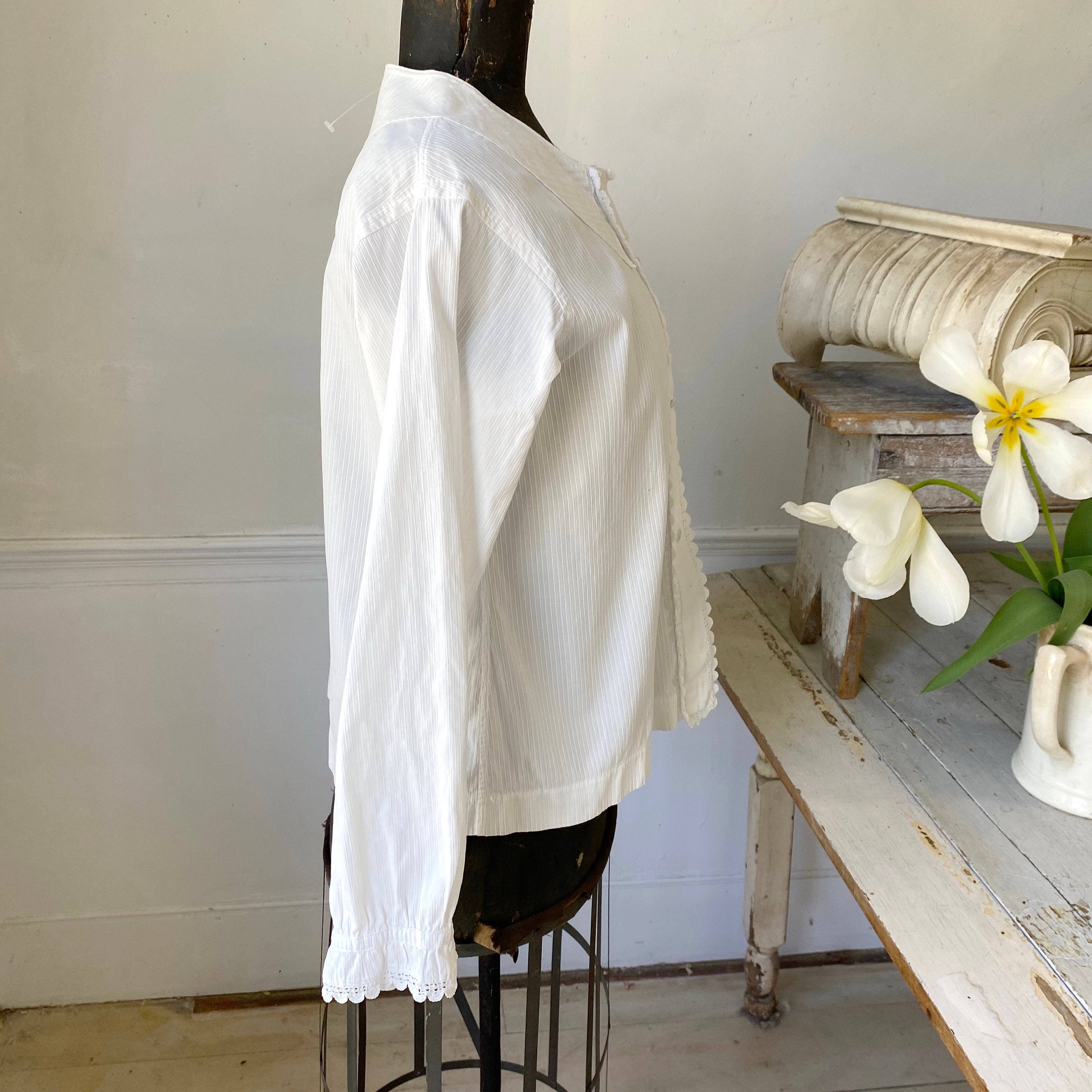 Vintage White Blouse French Cotton Crisp With Lace Detail - Etsy