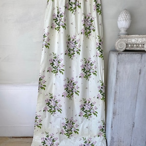 Vintage Chintz Lilac pattern curtain drape unused fabric white purple floral darling The Textile TrunkUnique window treatment eco-friendly