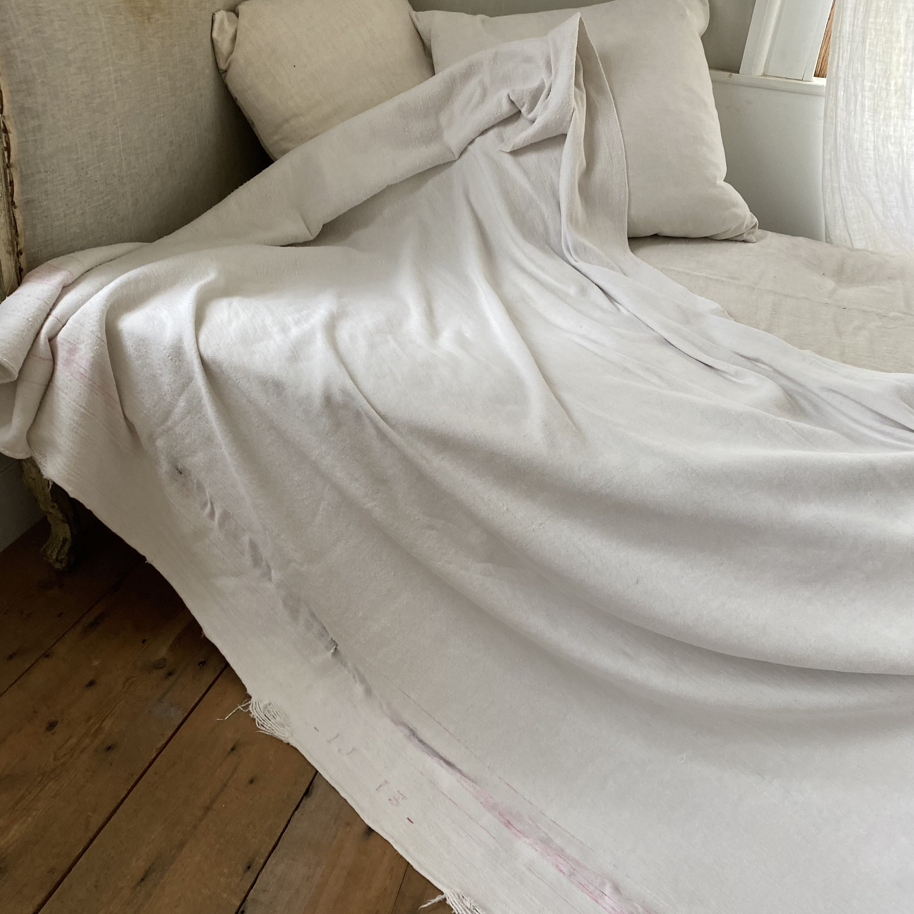 Antique French blanket fragment piece early old cotton for Etsy