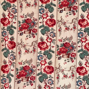 4.3 YARDS 1920&#39;s TAG  RARE Lord and Taylor fabric material 1920&#39;s floral roses unused material The Textile TrunkUnique window treatment