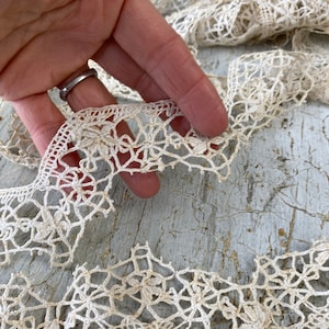 5.5 yards Handmade Vintage white   French lace Trim passementerie  ribbon  Cottagecore  farmhouse The Textile Trunk eco-friendly