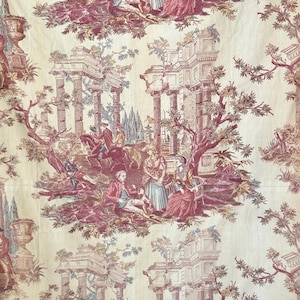 85x47 vintage American Roman toile curtain chateau France printed linen drape country cottage modern farmhouse decor wall art hanging boho