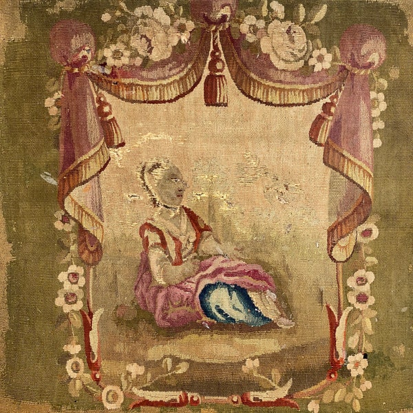 1700's Antique Aubusson Chair back cover for Framing 18th century RARE ideal framed as part of  a set