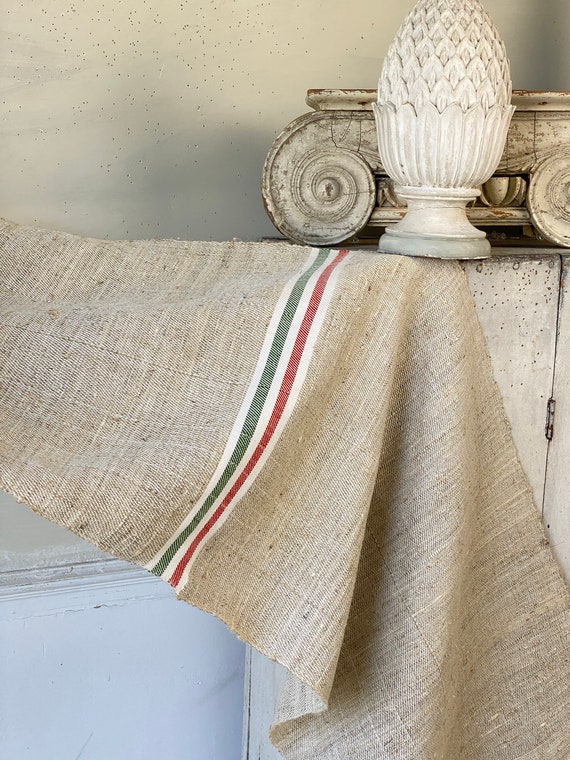 Antique Fustian Fabric Christmas Table Runner Handwoven Handmade