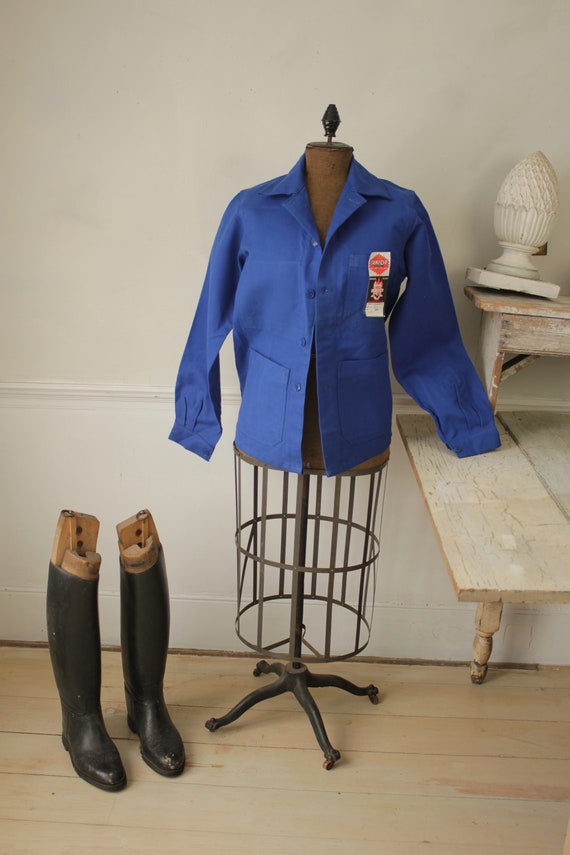 50's] French Vintage Blue Thin Twil Work Jacket 