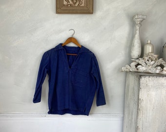 Vintage French Work Shirt workwear Faded Antique Blue Denim Shirt Bill Cunningham Work Shirt Military