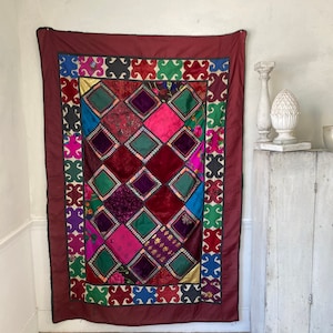 Vintage Suzani embroidered textile bed cover textile handmade textile art eco-friendly