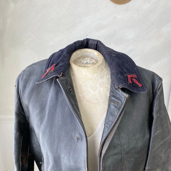 French Work Leather Jacket Black Vintage