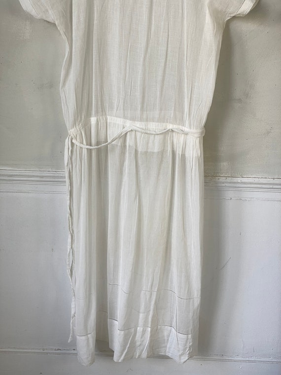 White Muslin Weight Dress Cotton Dress Drop Waist… - image 3