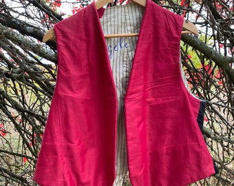 Väst Arbetskläder Arbetskläder Röd Antik fransk textil herrkläder bohemisk shabby inredning miljövänlig