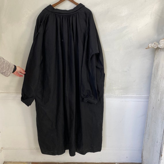 Chintzed Linen Long Black Coat UNUSED Overcoat 19… - image 8