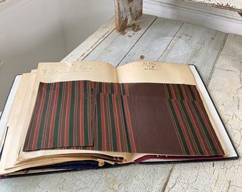 SCARF Pattern Sample book antique French woven fabric document Historical album catalogue plaid check stripe Swatch Museum worthy textiles