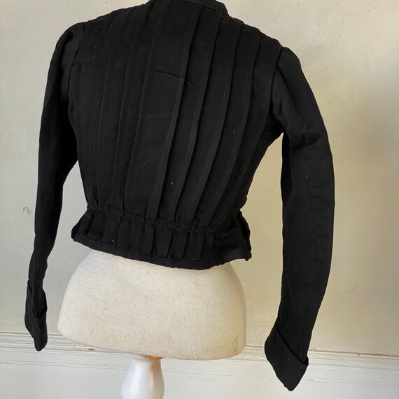 Black Cotton Bodice Early 1900s Snap Up Blouse Bl… - image 5