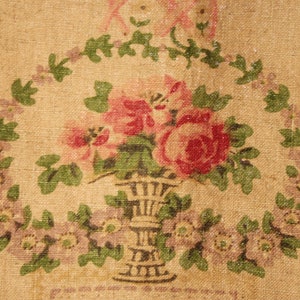 Pair of Antique Curtains c1900 Hand Block Printed Floral LinenUnique window treatment image 6